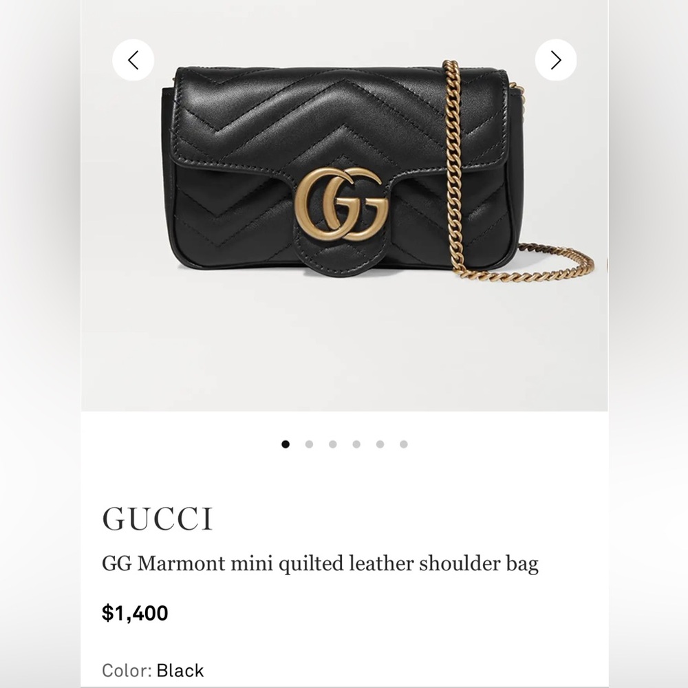 Gucci GG Marmont Mini Quilted Black Leather Shoulder Bag - Picture 2 of 16